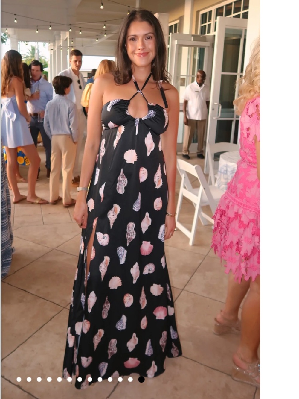 Show Me Your MuMu Milo’s Maxi Dress -  Black with Pink & Cream Shell Print - Picture 4 of 15